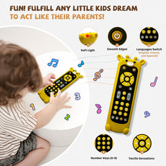 KIRALUMI remote buttons emphasize learning shapes, colors, and numbers during play.