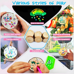 KIRKOTOY paint and diamond stickers kit for sparkling wood crafts