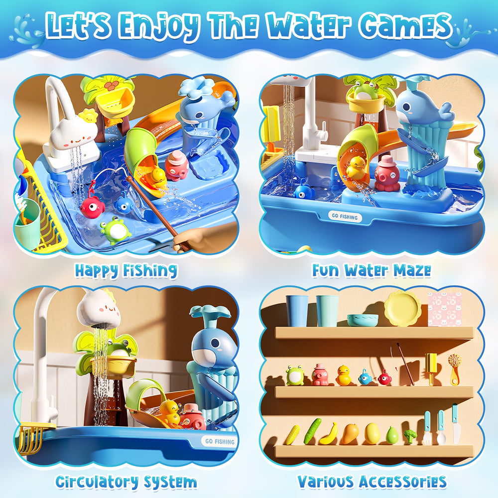 Kirntcoy Water Table detachable legs allow versatile setup for tabletop or floor play.