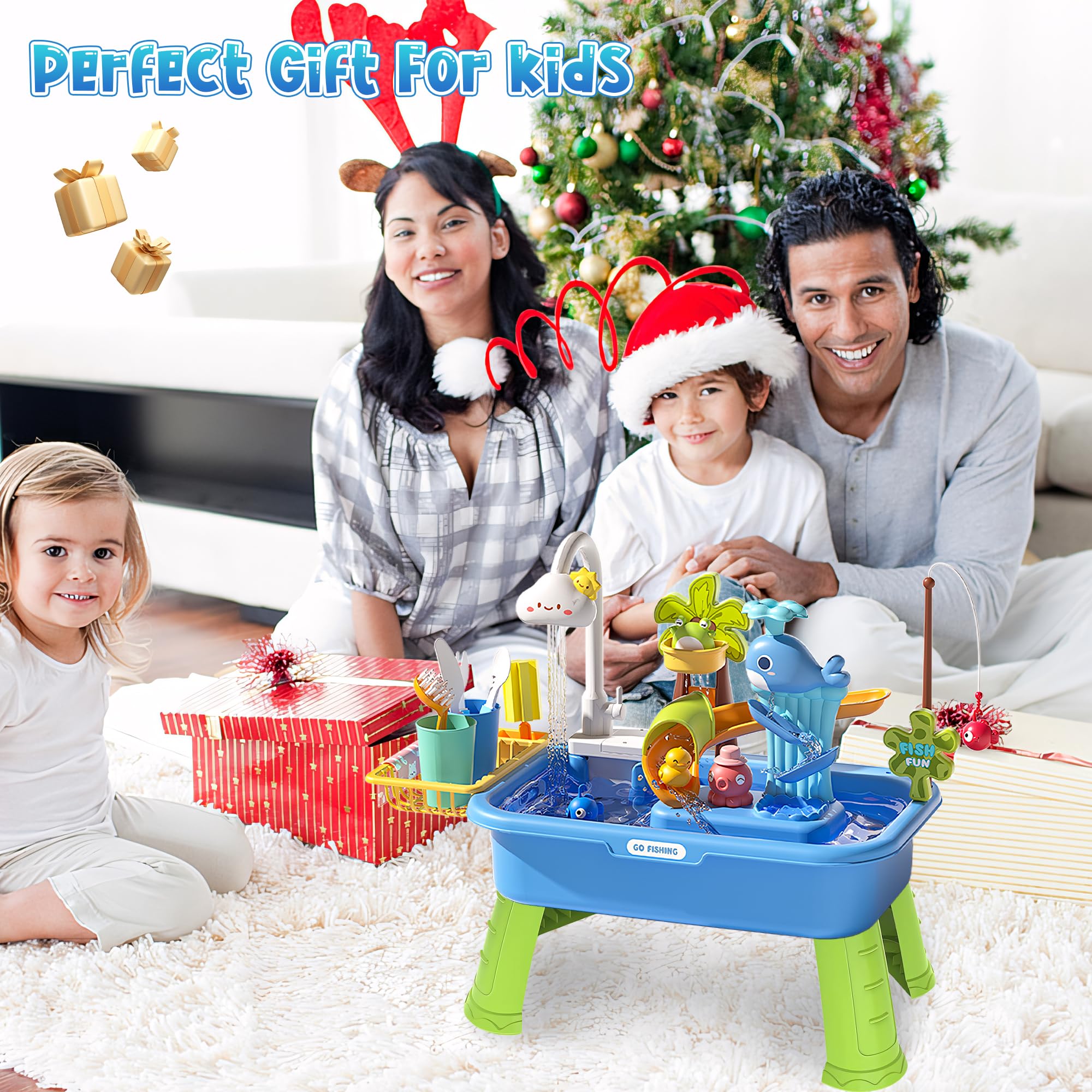 Kirntcoy durable blue plastic withstands indoor or outdoor toddler play.