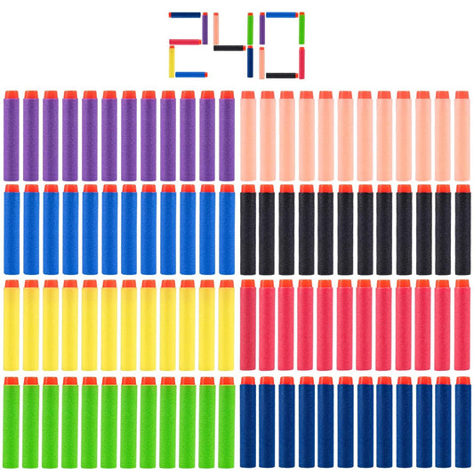 KISEER 240-pcs colorful darts pack for Nerf battles with safe foam bullets