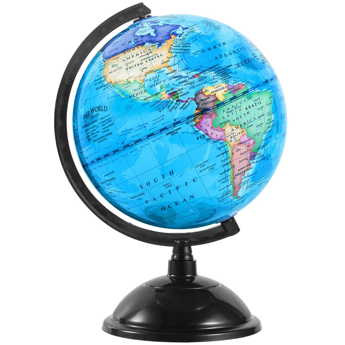 KISEER 8-inch world globe with stand blue, ideal for classroom display.