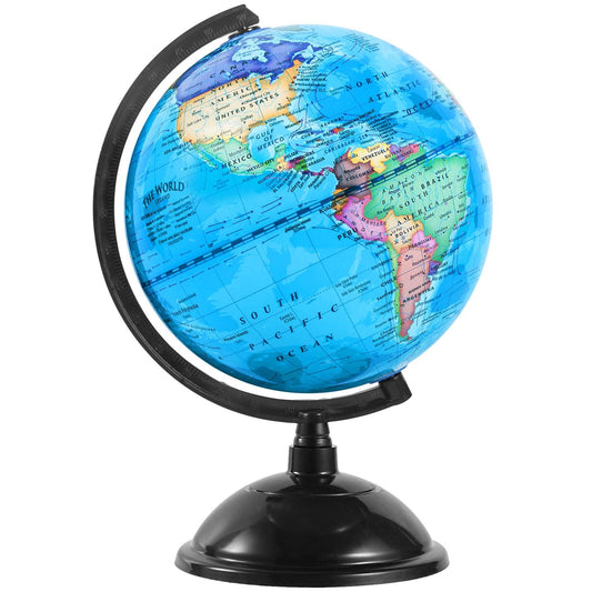 KISEER 8-inch world globe with stand blue, ideal for classroom display.