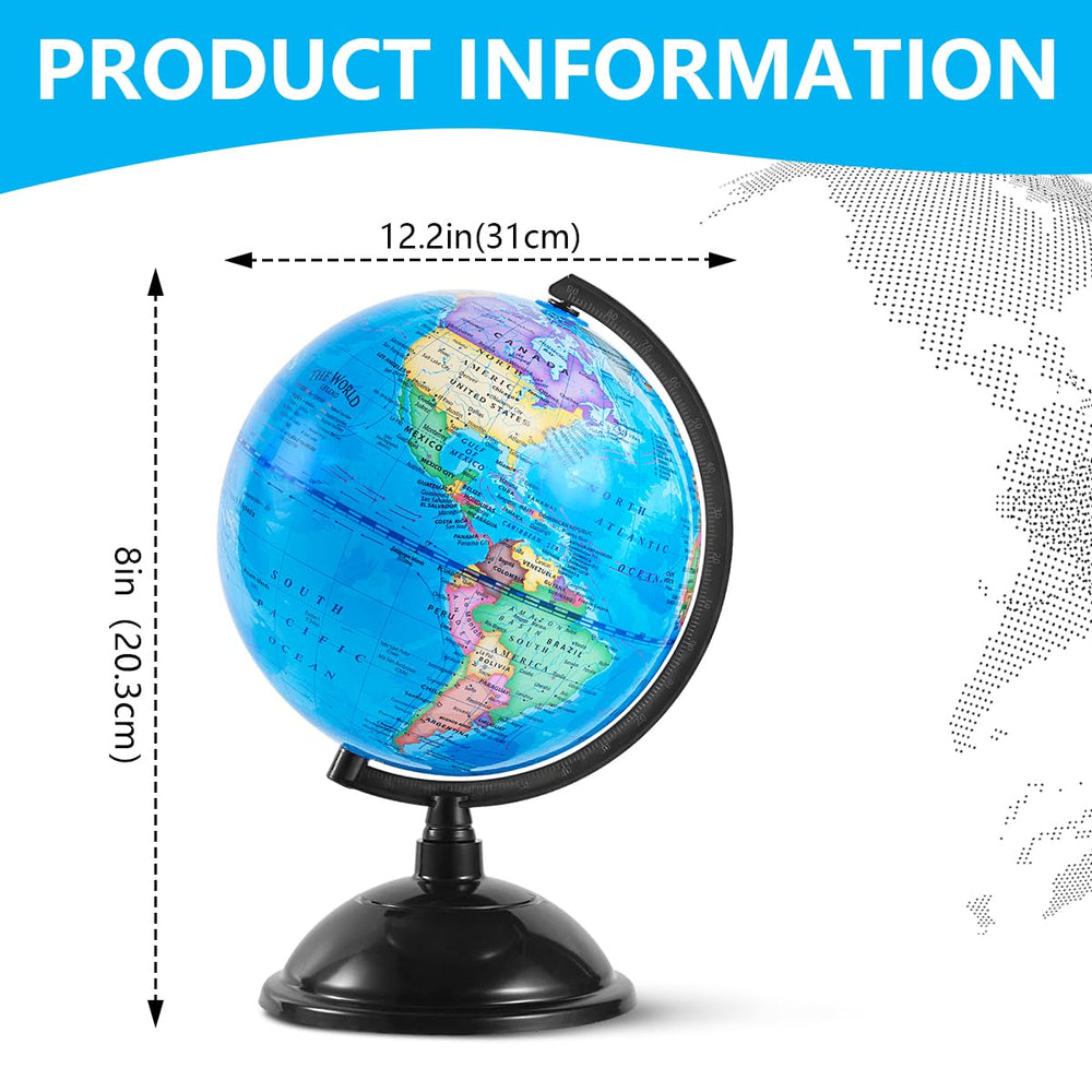 KISEER rotating globe closeup labels helps kids learn country names and borders.