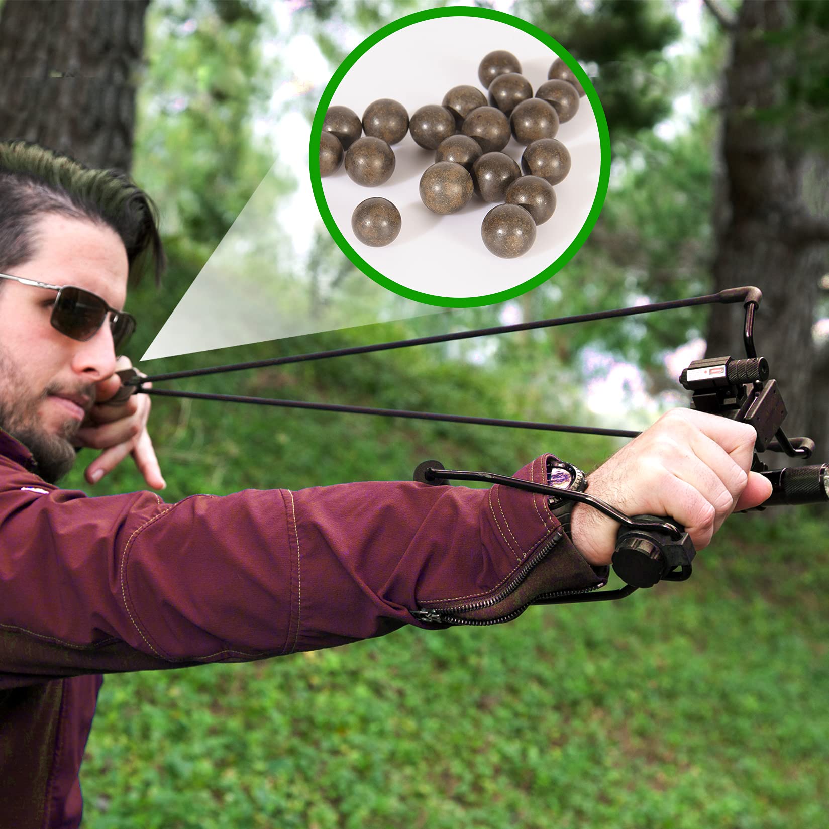 KISEER slingshot practice setup in a safe backyard environment.