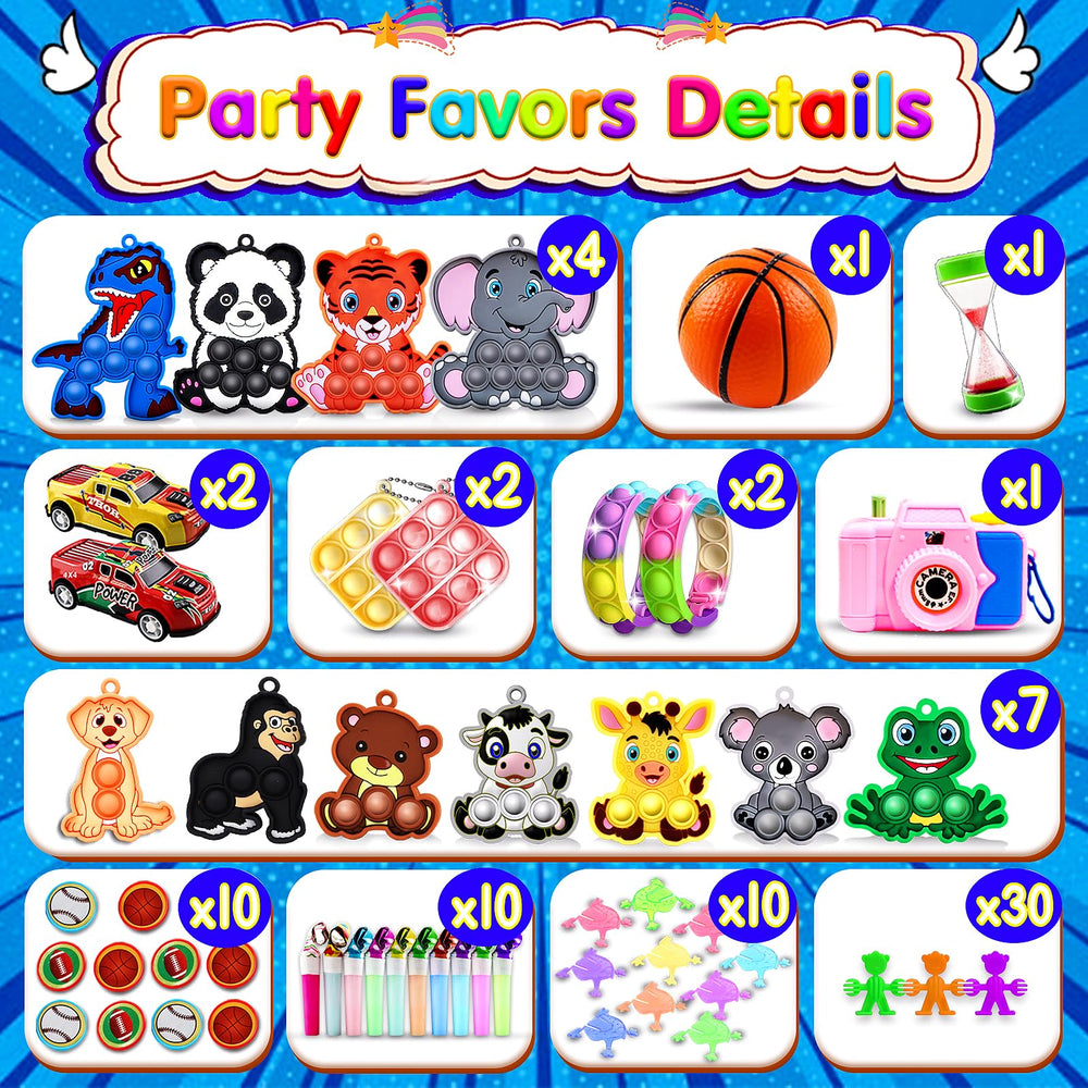 Kiss Monkey 320PCS party favors pack colorful toys perfect for birthday celebrations.