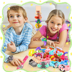 Kiss Monkey monkey pop bracelet, vibrant wearable fidget for stress relief.