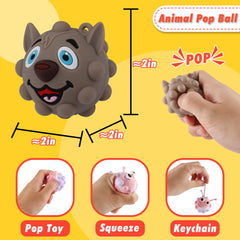 KissFree Animal Pop Ball close-up showing soft silicone bubbles for tactile play