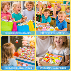 KissFree classroom prizes and treasure chest rewards with colorful squishies.