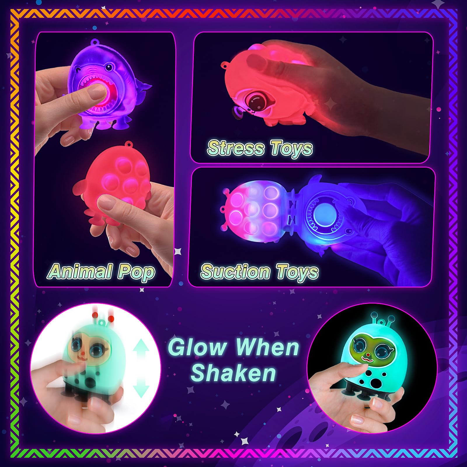 KissFree glow animal pop suction toy insect orange supports calm fidgeting.