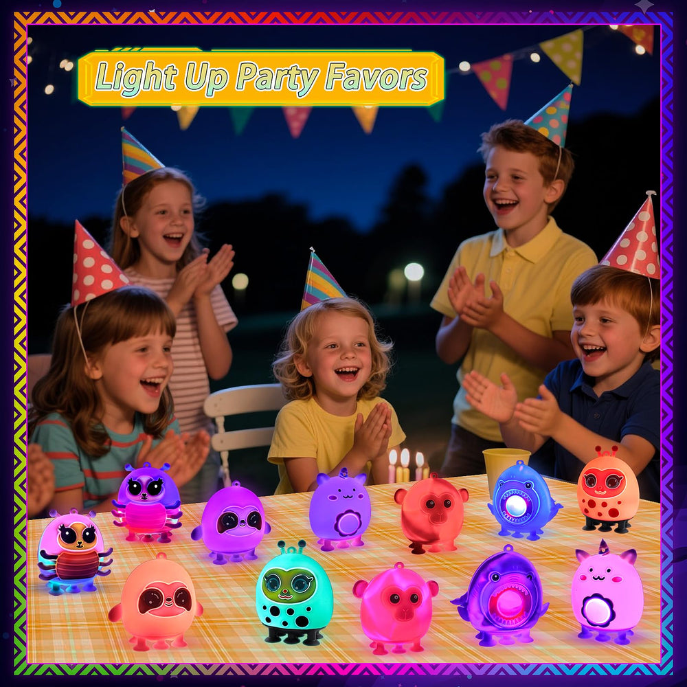 KissFree glow animal pop suction toy monkey yellow aids focus and tactile exploration.