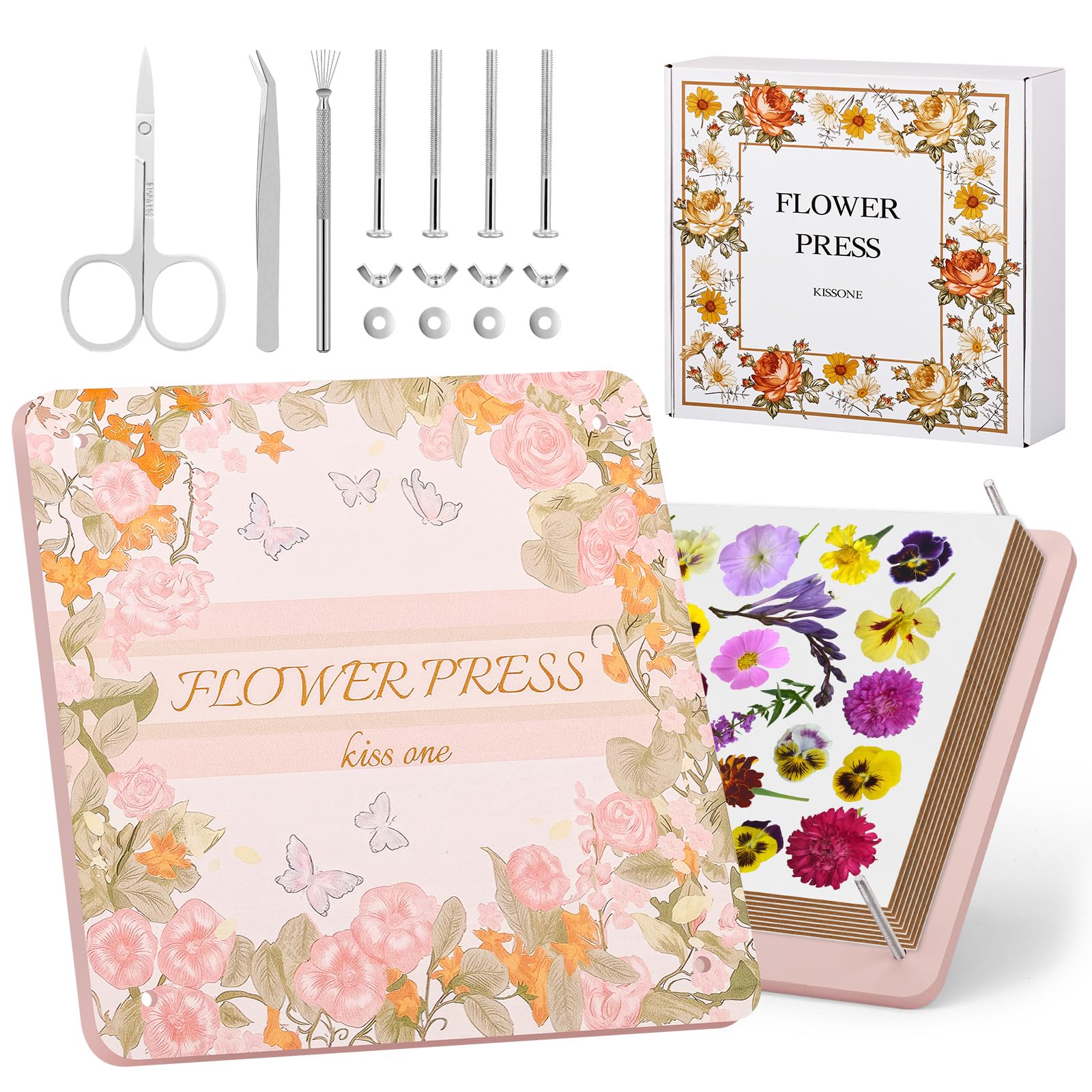 KISSONE Flower Press Kit 11x11 wooden boards for oversized blooms and even pressure