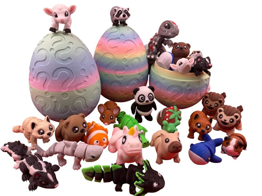 KitchenVIA mystery egg unboxing reveals colorful surprise animals for desk display