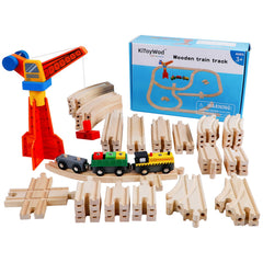 KiToyWod train and crane in action for imaginative construction play
