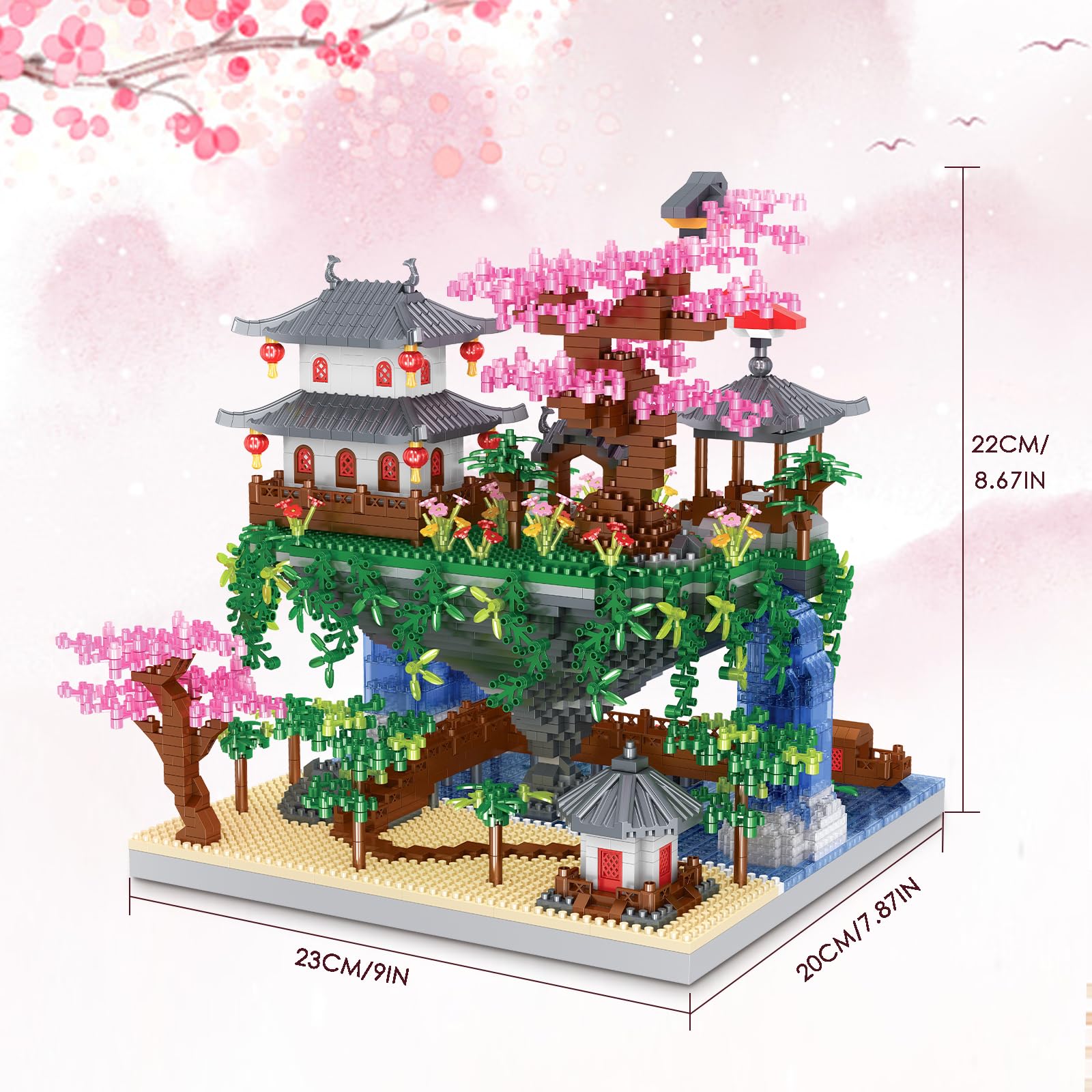 Kitoyz peach blossom pond architecture model showing intricate brickwork and detail