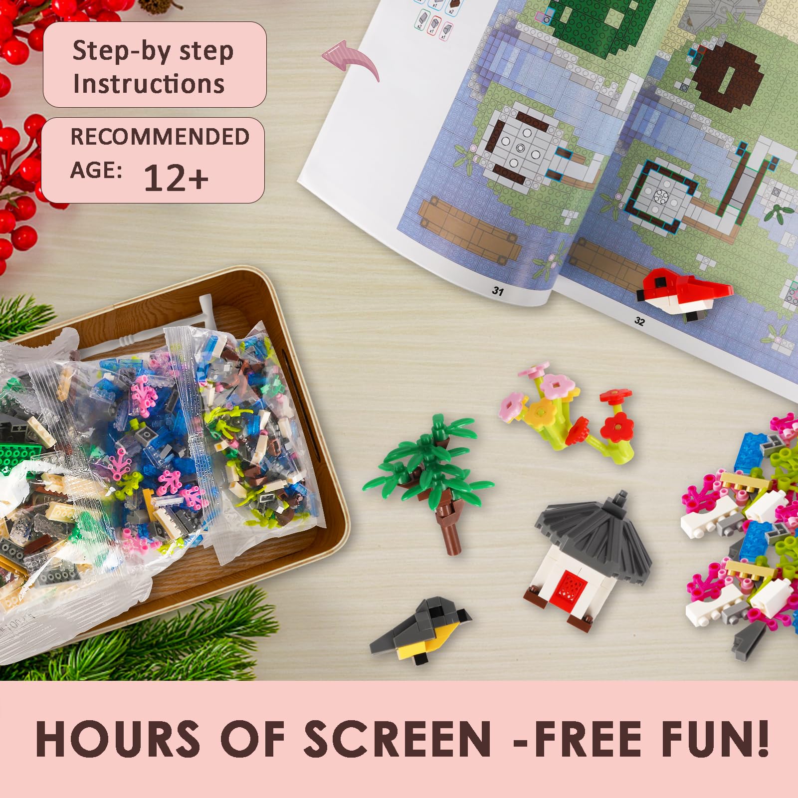 Kitoyz Sakura tree house kit highlights vivid bricks for bright room decor