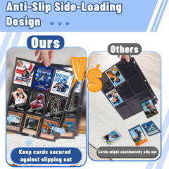Kitoyz 3-ring binder compatibility demonstrates standard-size card pages.
