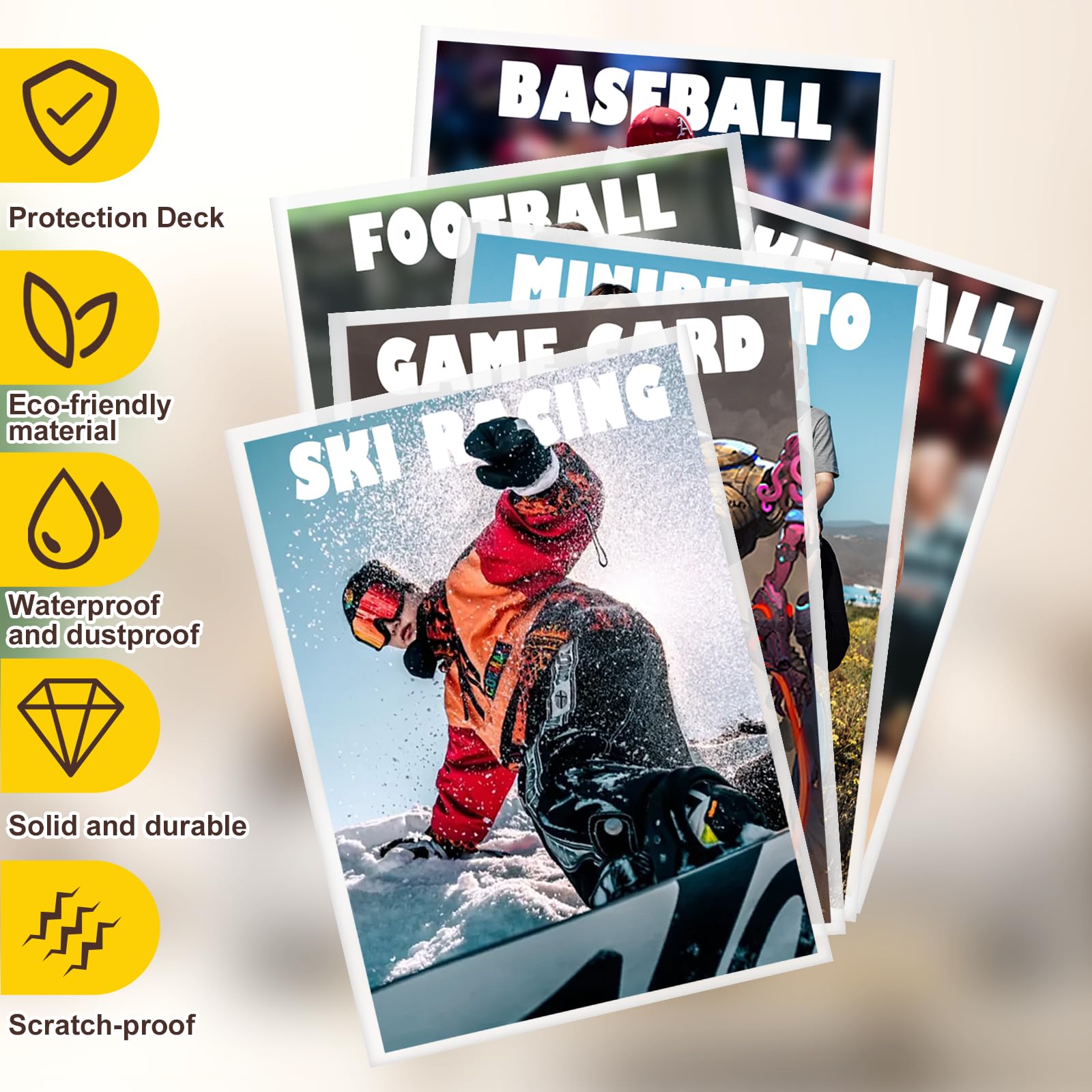 Kitoyz sleeves fit baseball, football, and game cards for versatile protection.