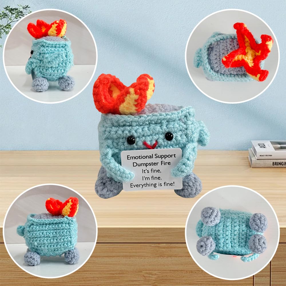 KivTovMo mini dumpster fire with flames enhances cute desk decor and mood.