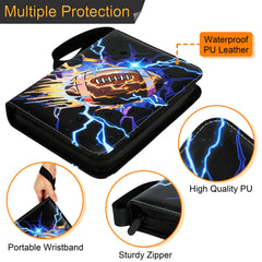 Kivxizi football card binder card-sleeves for clear viewing and durable protection.