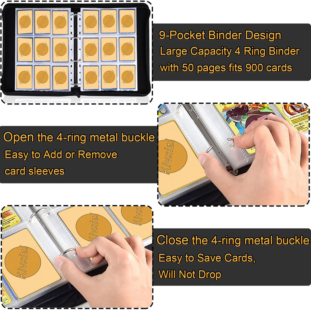 Kivxizi 9-pocket page demonstrates double-sided storage for cards.