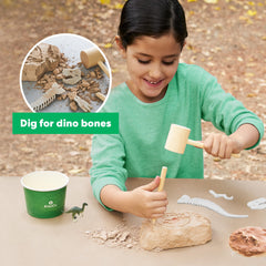 KiwiCo skeleton assembly image showcases building a lifelike dinosaur model.