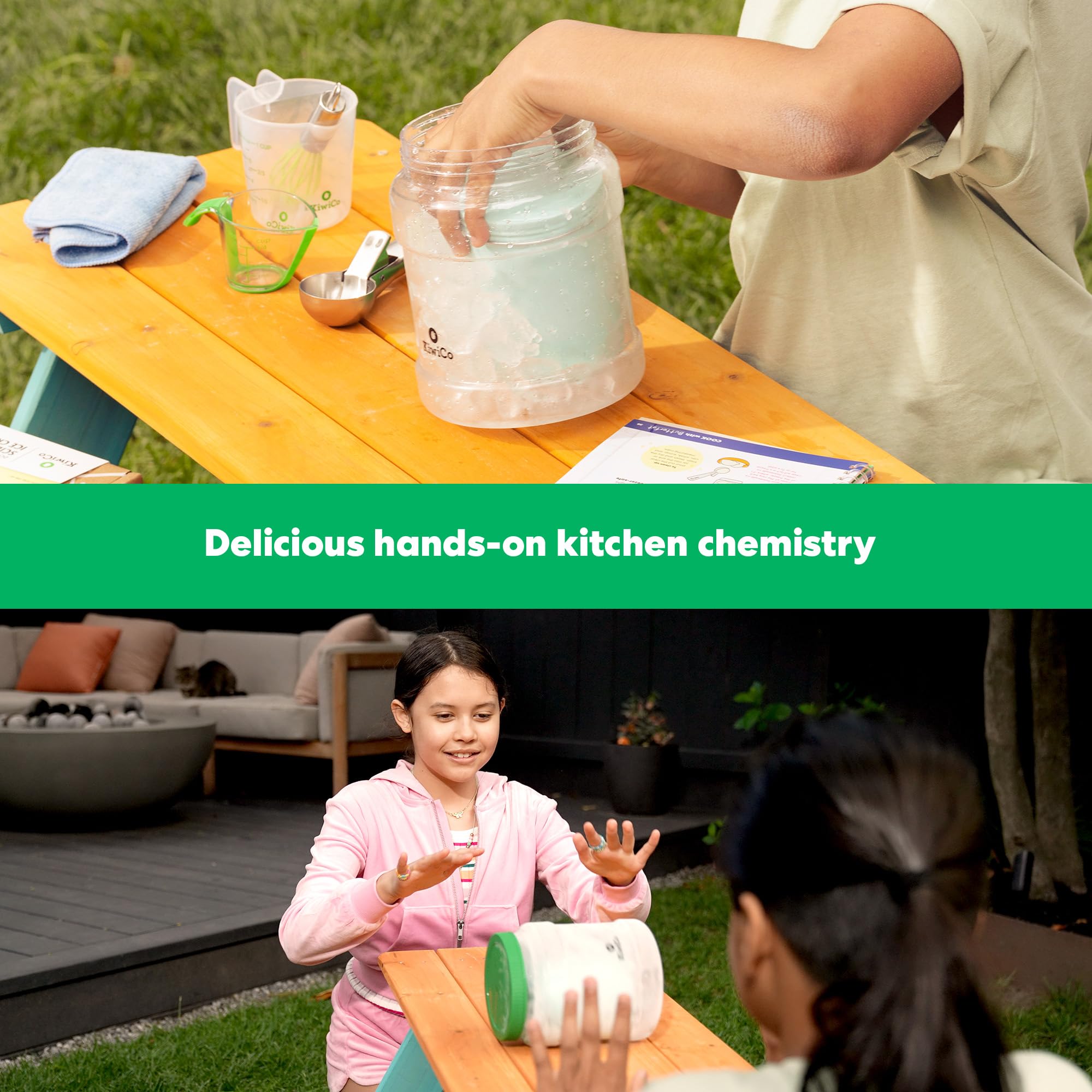 KiwiCo Science of Cooking homemade sorbet preparation showcases kid-friendly kitchen chemistry in action.