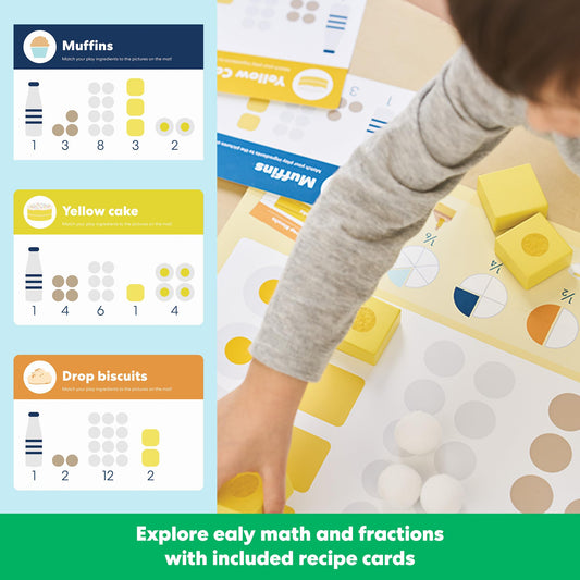 KiwiCo Bake-a-Cake Stand Mixer measuring spoons image, for counting fractions during play.