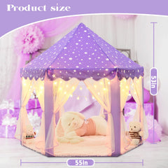 KIXINWA Purple Princess Tent interior with kids playing inside