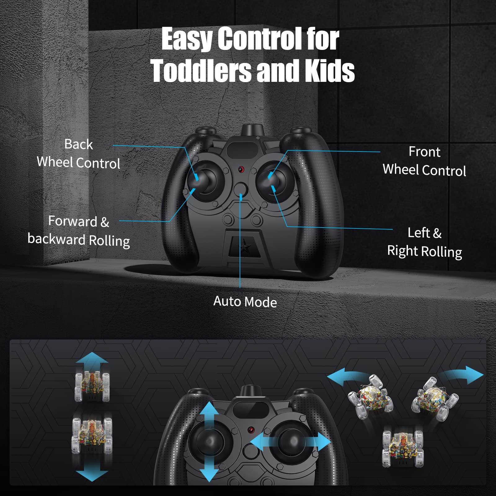 Kizeefun RC car back-wheel stretch enables expressive dancing moves during play