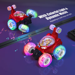 Kizeefun RC Stunt Car 360-spin view showing double-sided driving action
