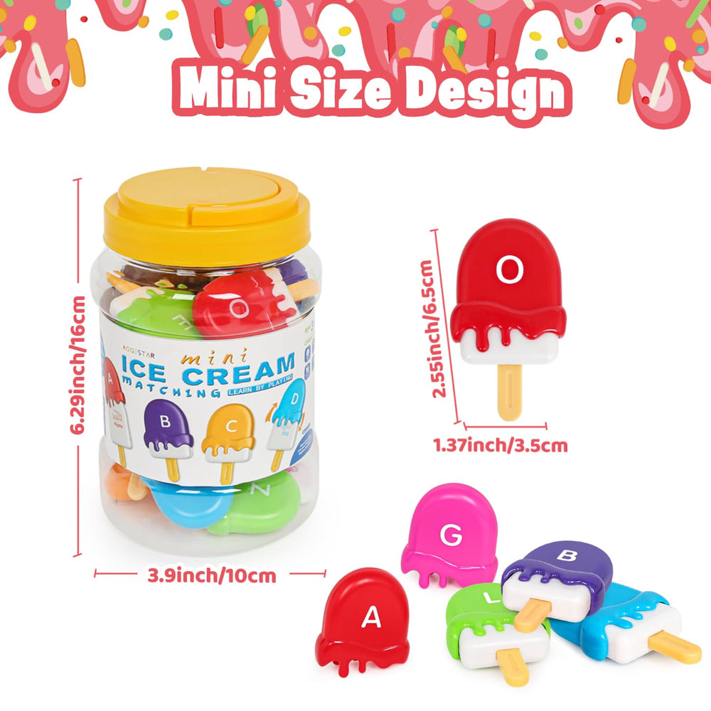 Kizh alphabet ice cream toy back view with double-sided letters for versatile practice