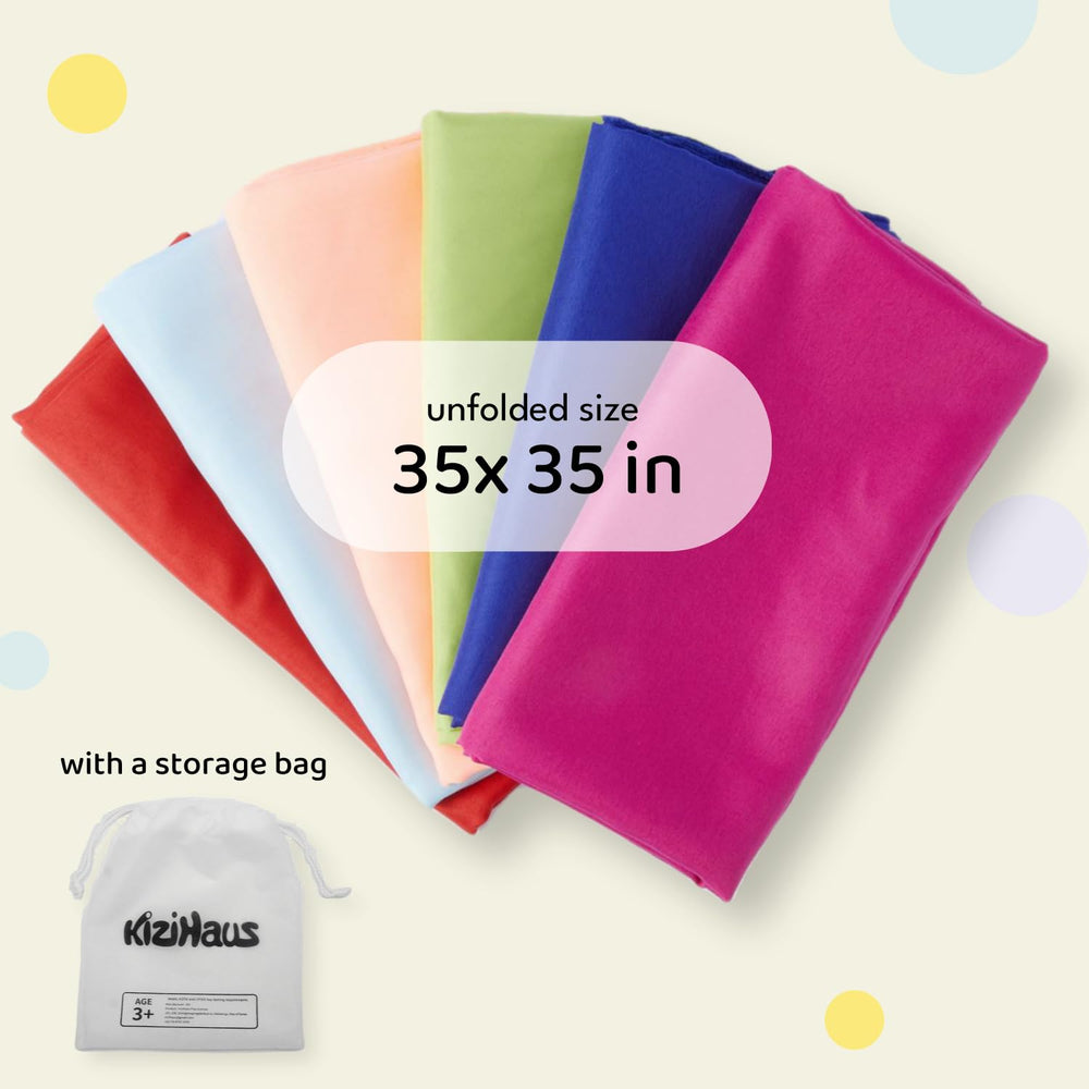kizihaus storage bag keeps scarves organized after play sessions.