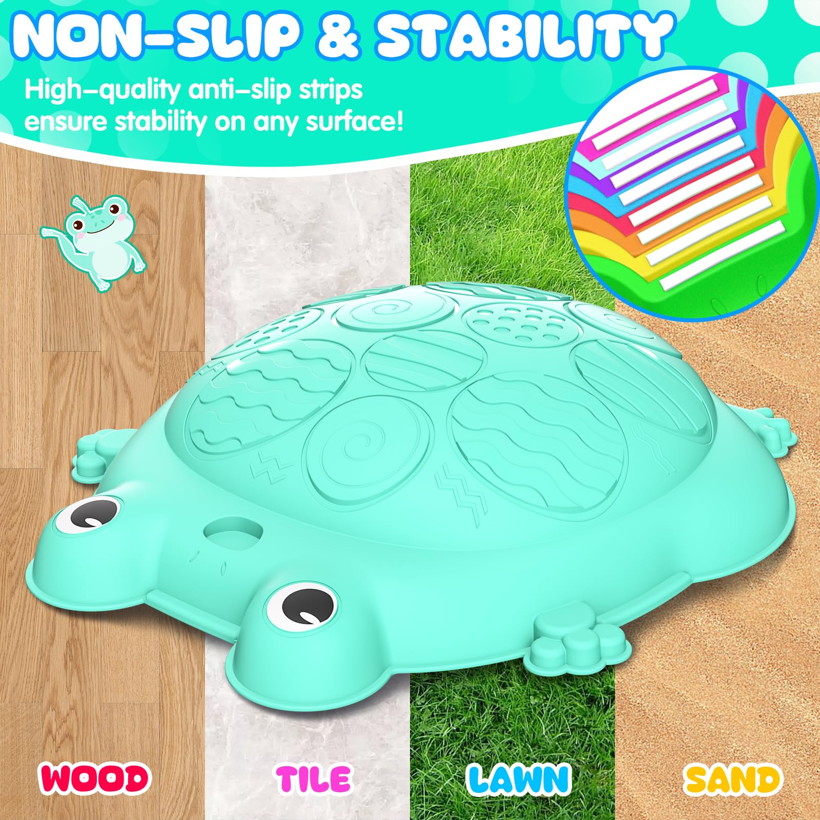 KIZJORYA non-slip strips keep stones steady on wood floors, lawns, and sand.