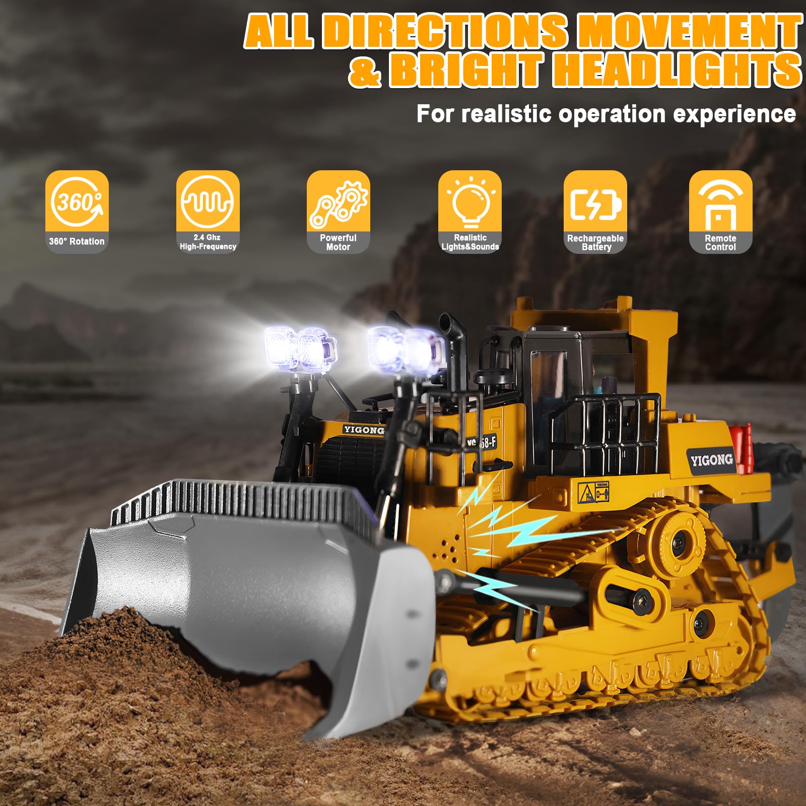KIZJORYA bulldozer bucket detail reveals realistic construction toy design