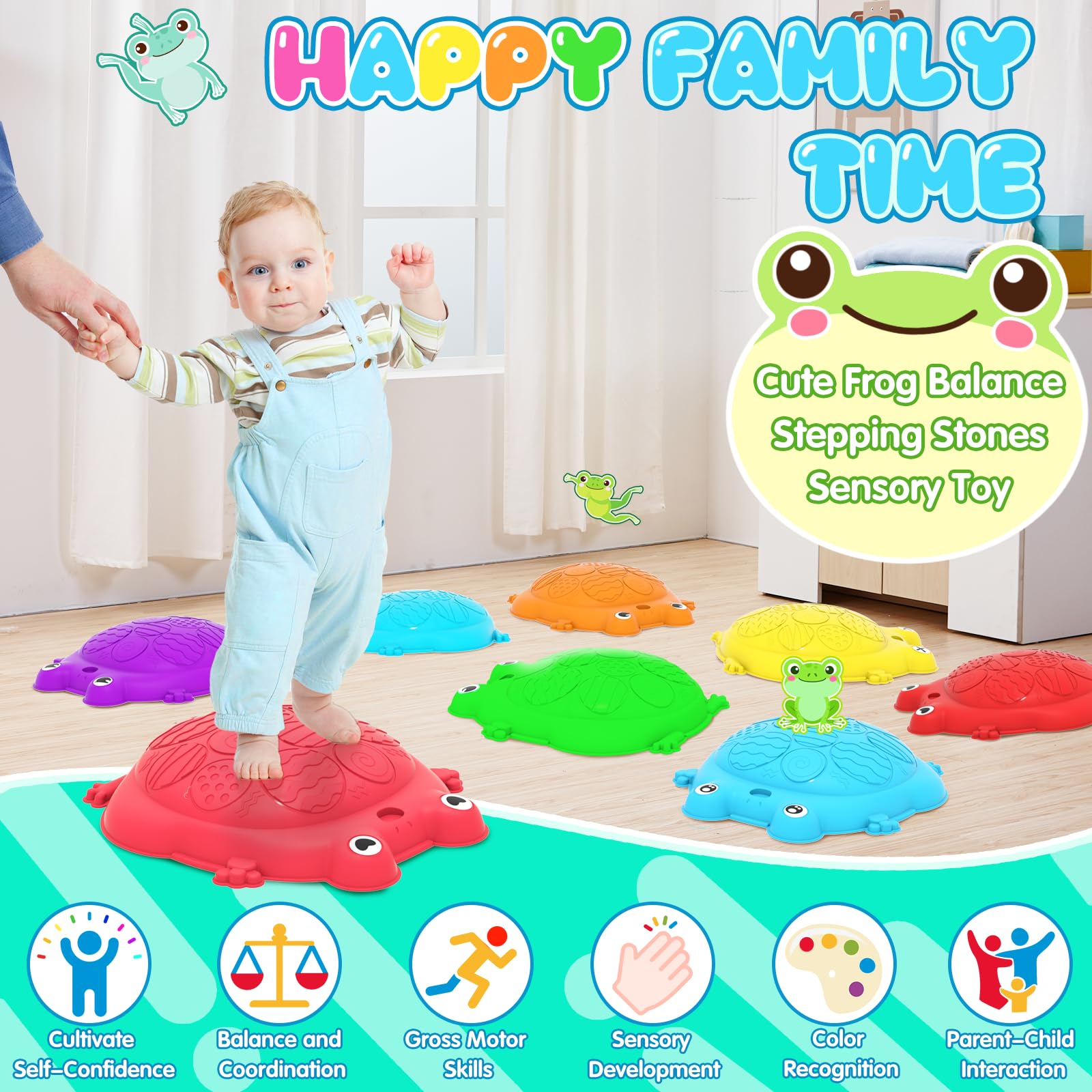 KIZJORYA colorful stepping stones arranged for color recognition play.
