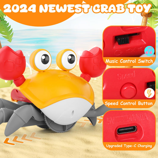 KIZJORYA orange crab toy with light and music for visual tracking
