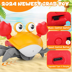 KIZJORYA orange crab toy with light and music for visual tracking