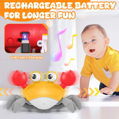KIZJORYA orange crab toy highlighting soft ABS material and safety