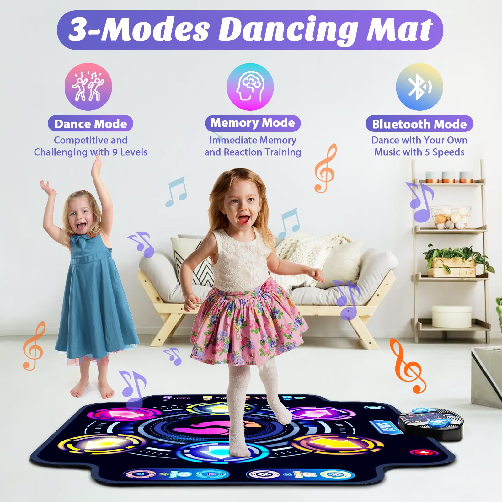 KIZJORYA Dance Mat non-slip bottom keeps movements steady during energetic sessions.