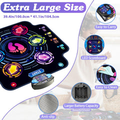 KIZJORYA Dance Mat waterproof surface makes cleanup quick after spills and messes.