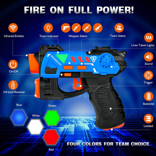 KIZJORYA laser tag guns front view with ergonomic grips.