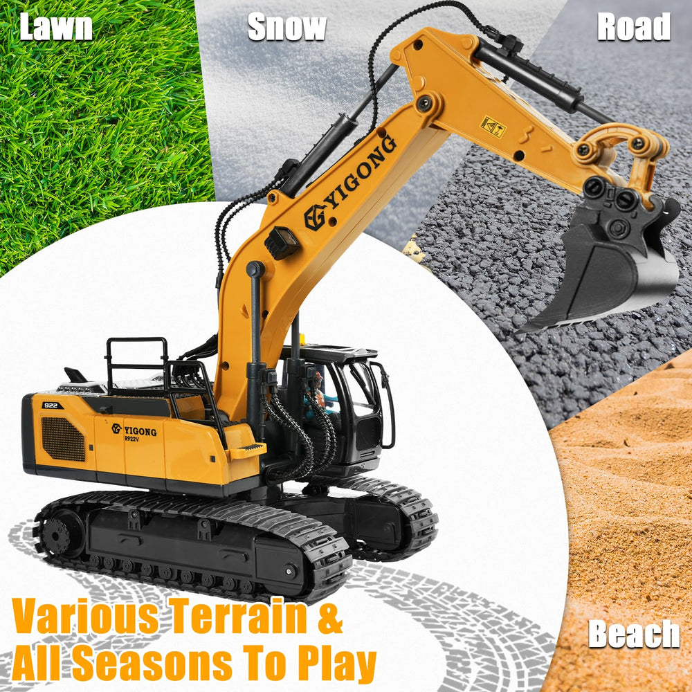 KIZJORYA RC excavator two rechargeable batteries extend playtime.