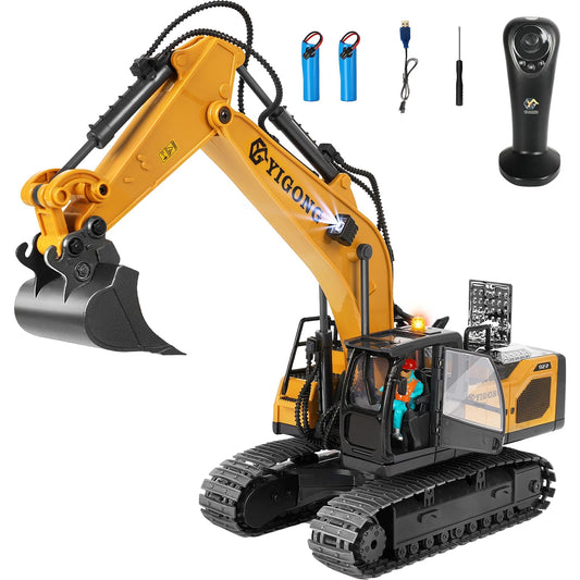 KIZJORYA RC excavator with lights and sound for immersive play.