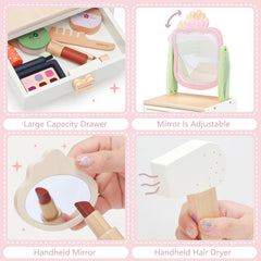 KizKnows pink tulip-design vanity invites creative storytelling during dress-up