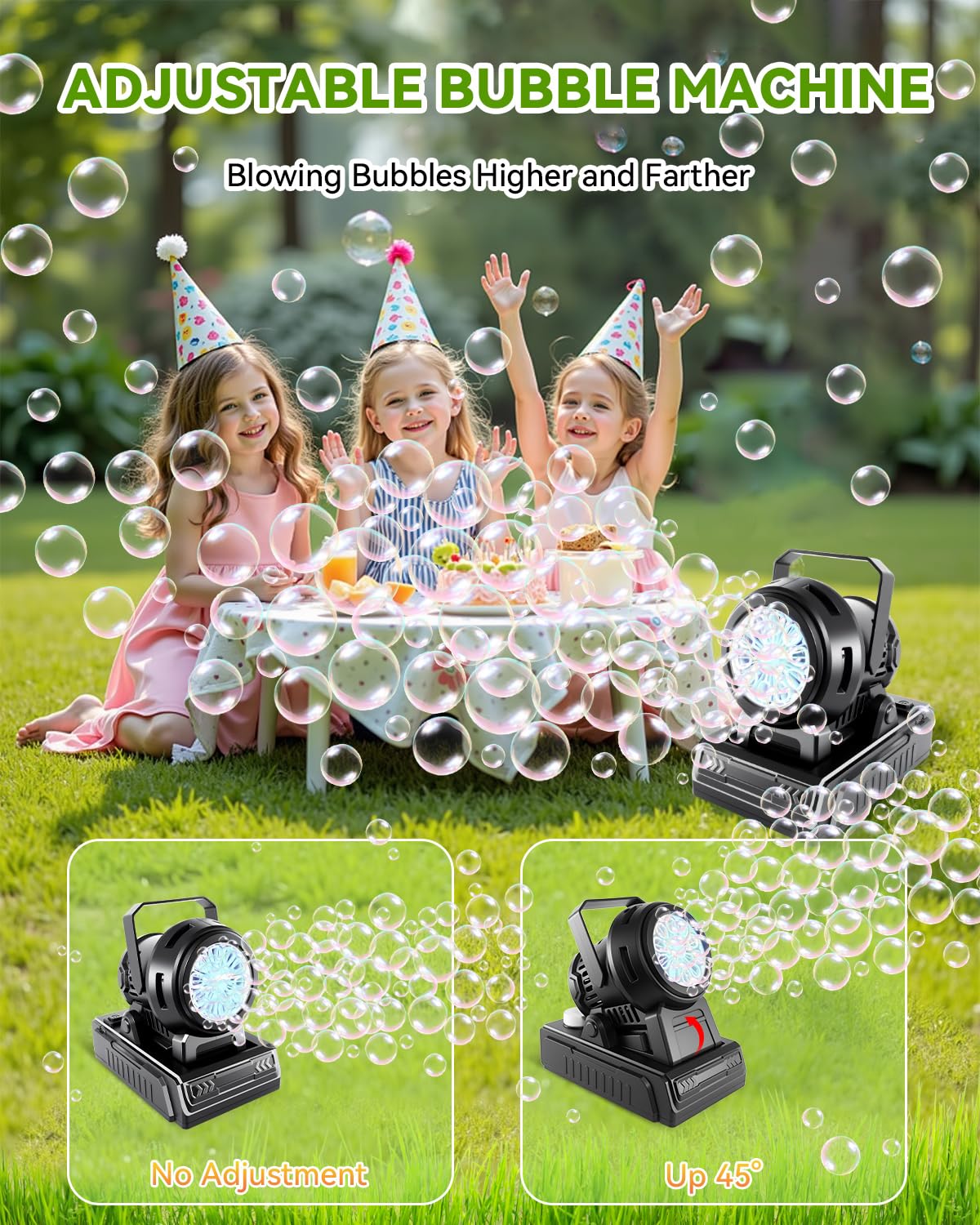 Kizmore Bubble Machine makes a delightful birthday party gift for toddlers.