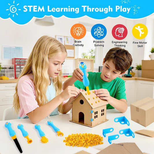Kizmore Cardboard Cutter castle build promotes teamwork and creativity.