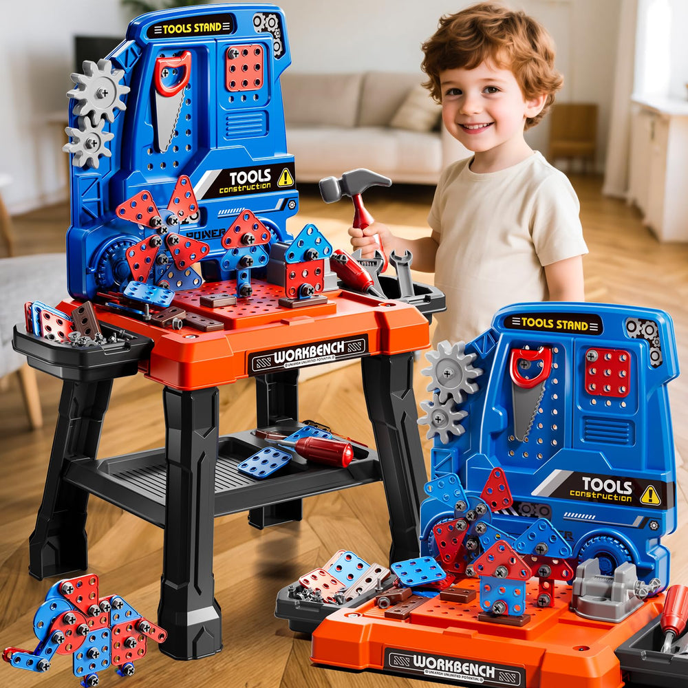 KIZONLY 141-piece tool kit organized for easy storage during toddler playtime