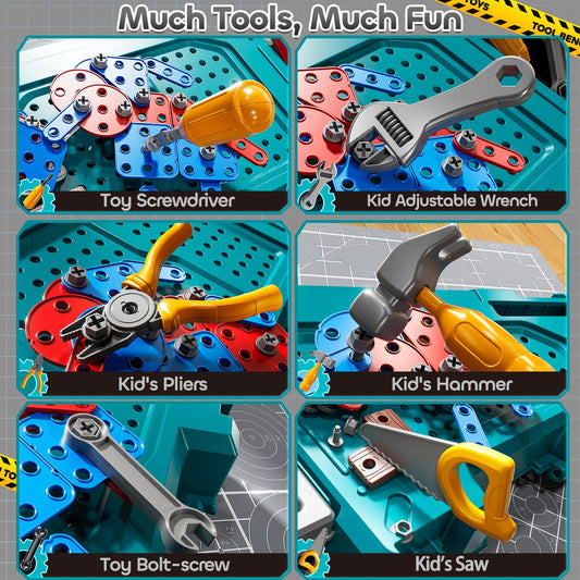 KIZONLY 2-in-1 workbench toy ready for hands-on construction pretend play