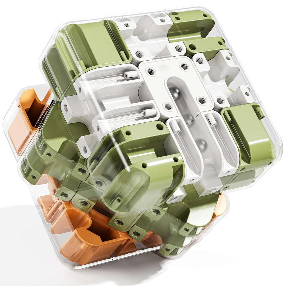 KIZONLY 3D cube puzzle color-matched design promotes focused play and problem solving.